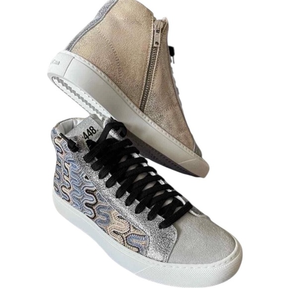 P448 High-Top Panama Sneaker Italian Made by Hand High Quality Sophisticated NWT - Picture 4 of 14